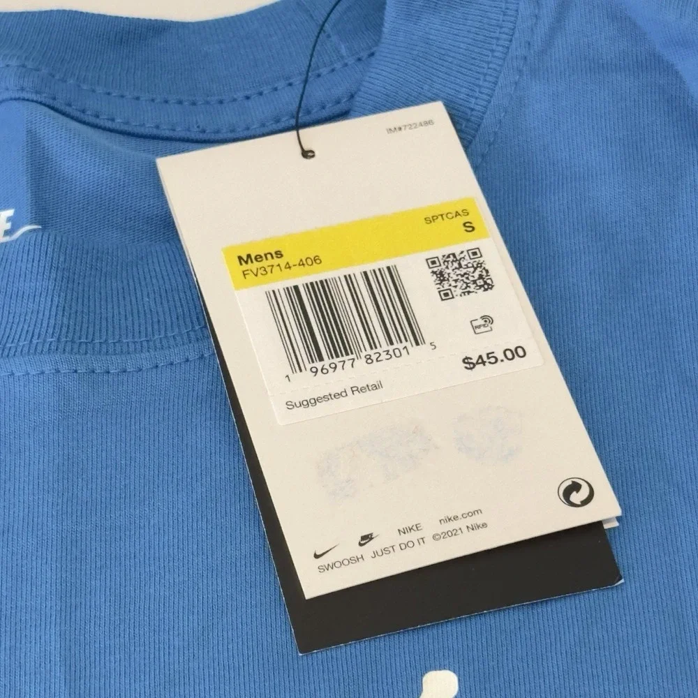 Nike Sportswear Men's Max90 Roomy Fit T-Shirt CD4 Light Photo‎ Blue Size S NWT